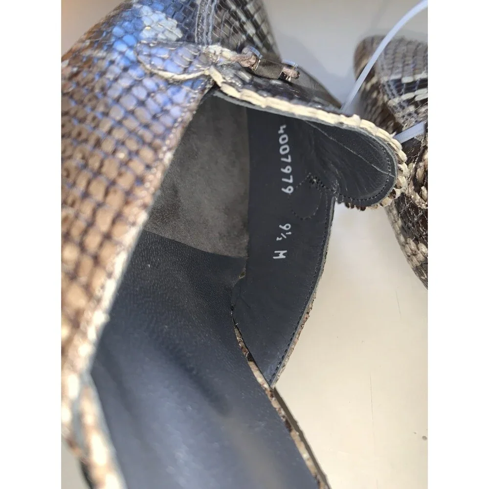 NWOT Stuart Weitzman 9.5M Snakeskin Pointy Toe Open Heel Slip On Heels 4007979
